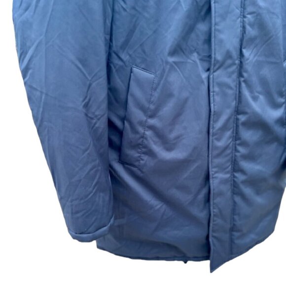 ZARA NWOT Men's Hooded Puffer Parka Long Navy Blue Size Medium - Picture 8 of 16